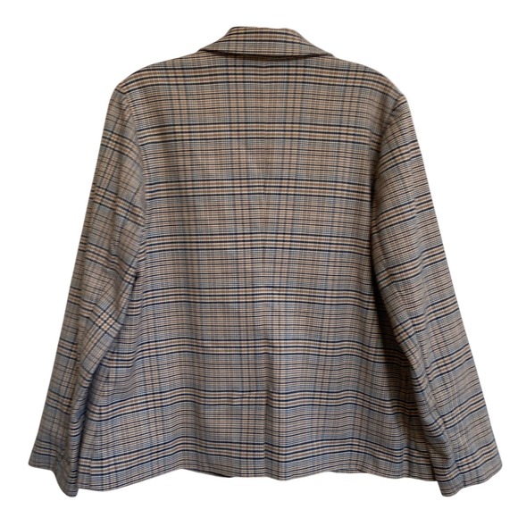J. Jill Women's One Button Houndstooth Blazer Plaid Tigers Eye Stretch Petite M - Picture 3 of 13